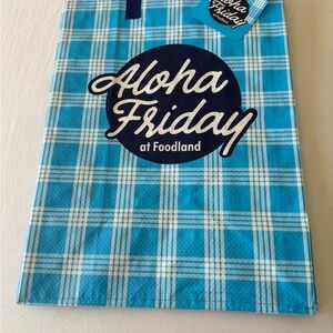 Foodland Reusable Tote - Turquoise Plaid - NWT